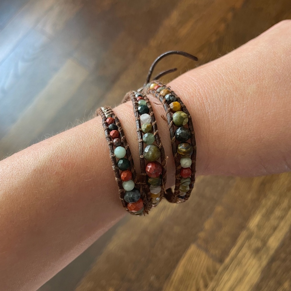 Chan Luu Earth Tone Multicolor Beaded Wrap Bracelet